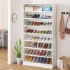 Modern 8-Shelf Shoe Rack Shelving Unit for Closet Storage in White Wood Finish