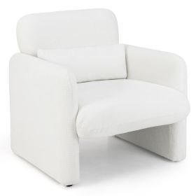 Modern Upholstered Chenille Accent Chair with Removable Lumbar Pillow