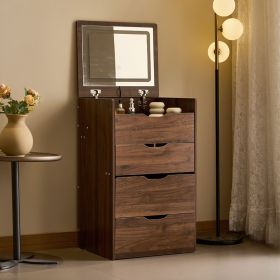 3 in 1 Vanity Desk with Flip Top Mirror, Small Make Up Vanity Set with Visible Glass Desktop, Compact Makeup Vanity with 3 Drawers, Cushioned Too