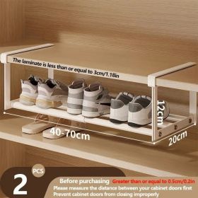 Adjustable And Expandable Shoe Rack, Stackable Iron Shoe Rack, Space Saving Hanging Rack, Suitable For Home Shoe Cabinet Storage, Bottom Basket, (Option: 2pcs)