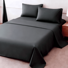 4pcs Ultra Soft 85g Sheet & Pillowcase Set, Sanded Sanded, Soft Wear-Resistant, Solid, Machine Washable, All-Season, Christmas Comforter Set, Twi (Color: Grey, size: twin(38.98''*74.8''))