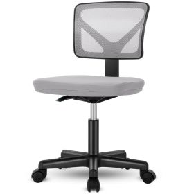 Low-Back Mesh Armless Office Chair,Swivel Rolling Computer Chair No Arms with Lumbar Support (Color: Gray)