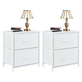 Living Room Cabinet Layers Set of 2 Fabric Drawers Beside Nightstand Table Closet Chest Clothes Display Cabinet Of Furniture (Color: 2pcs White)