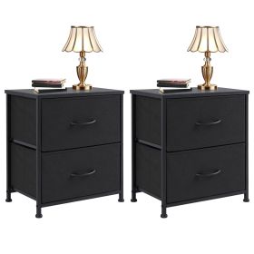 Living Room Cabinet Layers Set of 2 Fabric Drawers Beside Nightstand Table Closet Chest Clothes Display Cabinet Of Furniture (Color: 2pcs Black)
