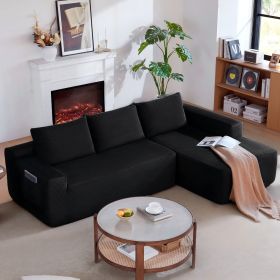96.9" Cloud Sectional Couch with L-Shape Chaise,Modern Modular Sofa with Deep Seat, Upholstered Couches for Living Room Bedroom,No Assembly Requi (Main Color: Black, Main Material: Fabric)