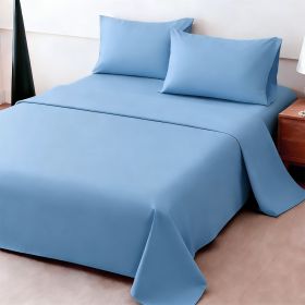 4pcs ultra-soft 85g sheet and pillowcase set, soft solid color, machine washable, suitable for all seasons, Christmas comfortable bedding set (Color: sky blue, size: full(53.94''*74.8''))